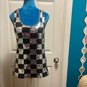 Sequin Checkered Tank Top